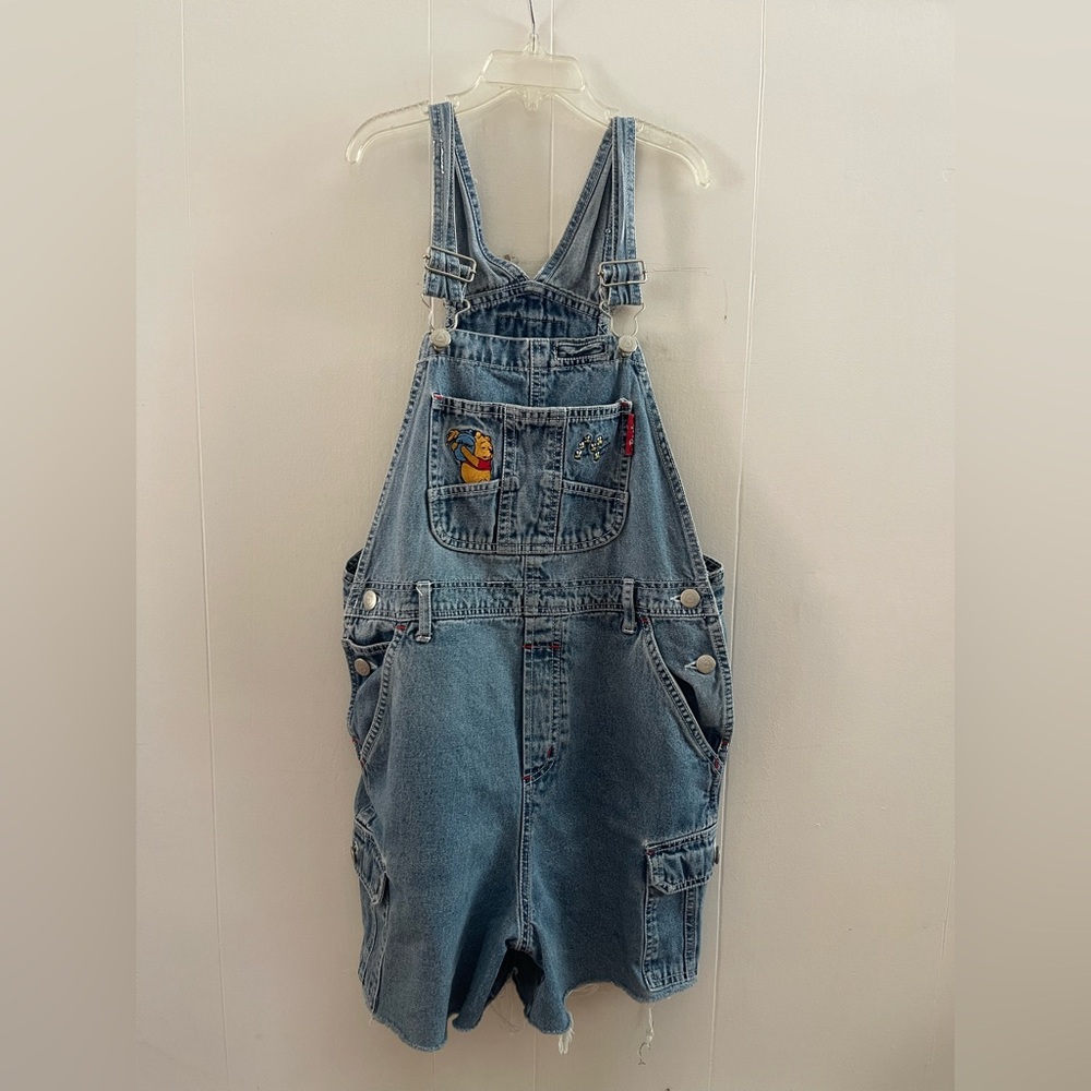 Winnie the Pooh Blue Denim Overalls with Embroidered Patch